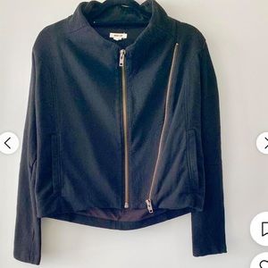 Helmut Lang Black Villous Zip Front Asymmetrical Jacket Women's Small Petite